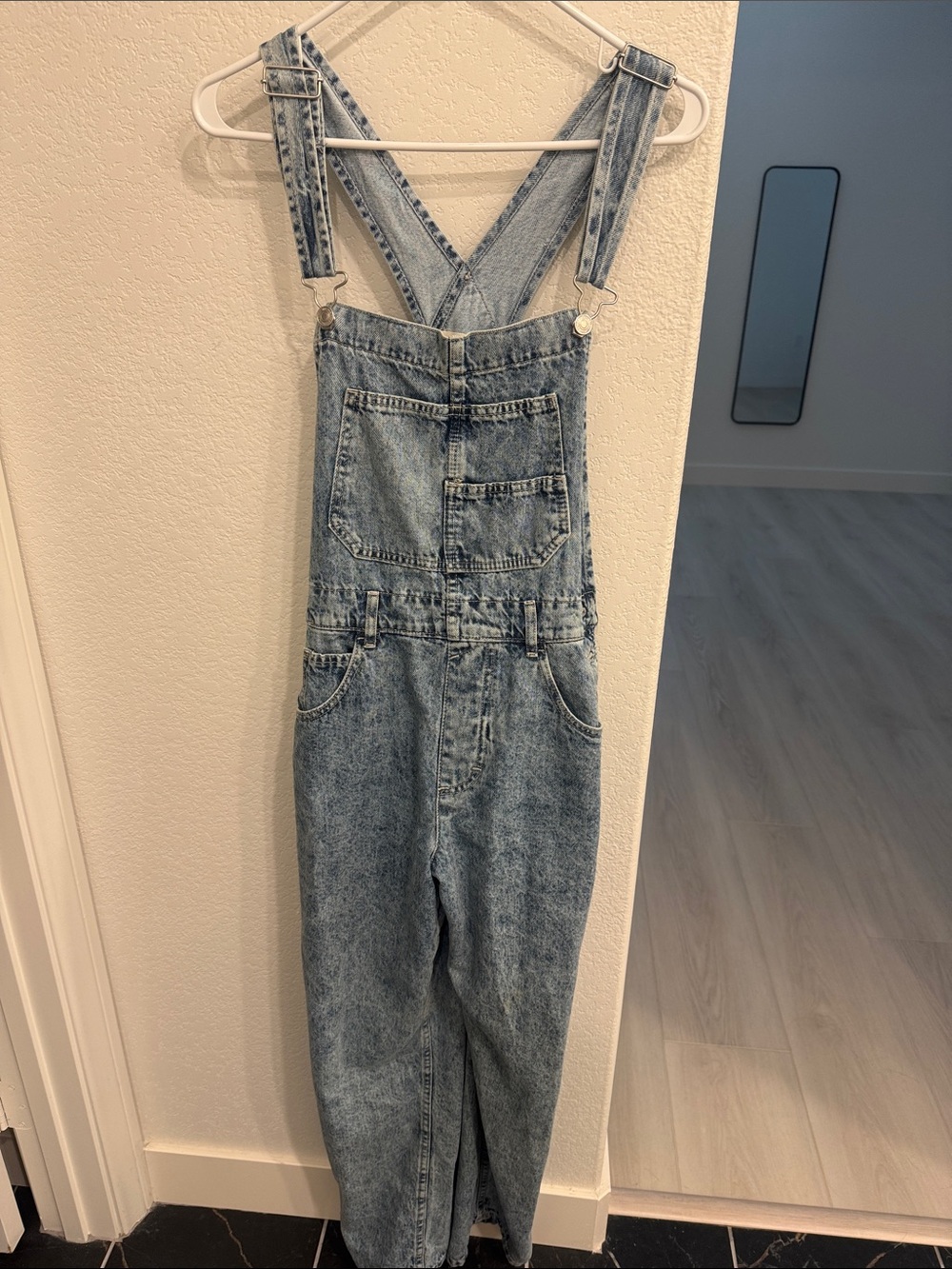 We The Free Light Wash Denim Overalls Jumpsuit